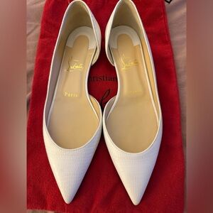 Christian Louboutin White Iriza Zarli Kid Flats— NEVER WORN— 38.5